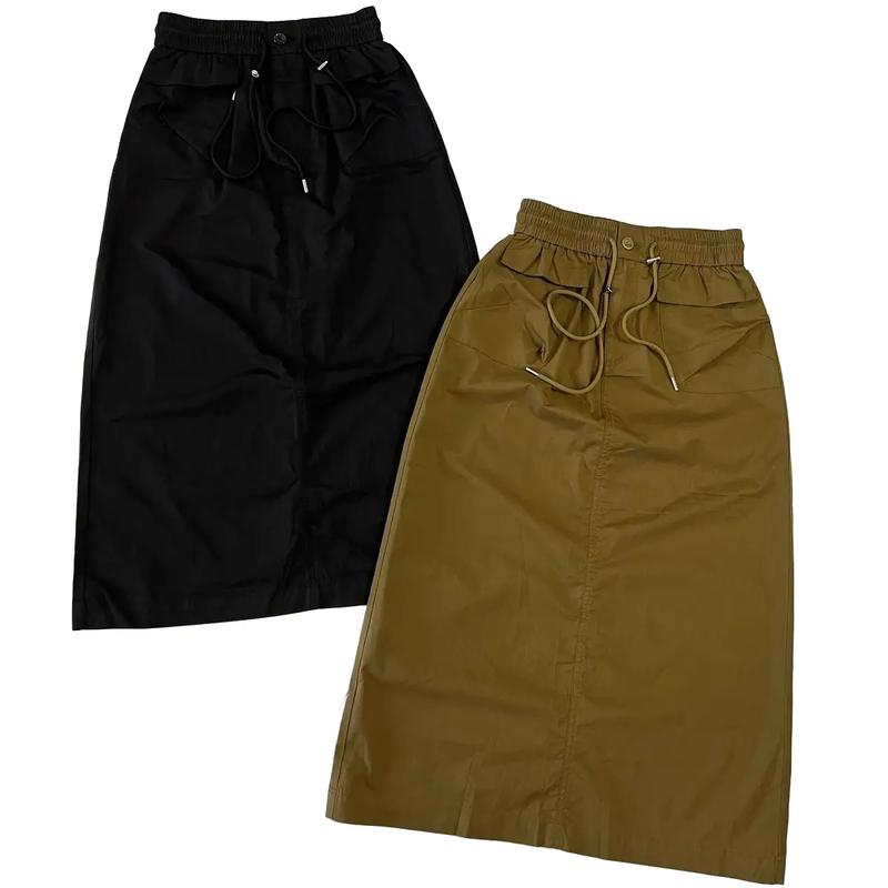 Chân váy thô mịn cạp chun trần 2 túi hộp phom đẹp (nâu rêu, đen) cá tính dễ mặc hàng QCcc size SML Nữ