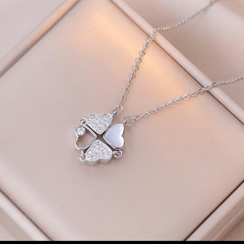 Vòng cổ 4 lá Vòng cổ nữ mới, thiết kế đẹp, cao cấp, sẽ không phai, quà tặng bạn gái, có thể gập lại và lật 5