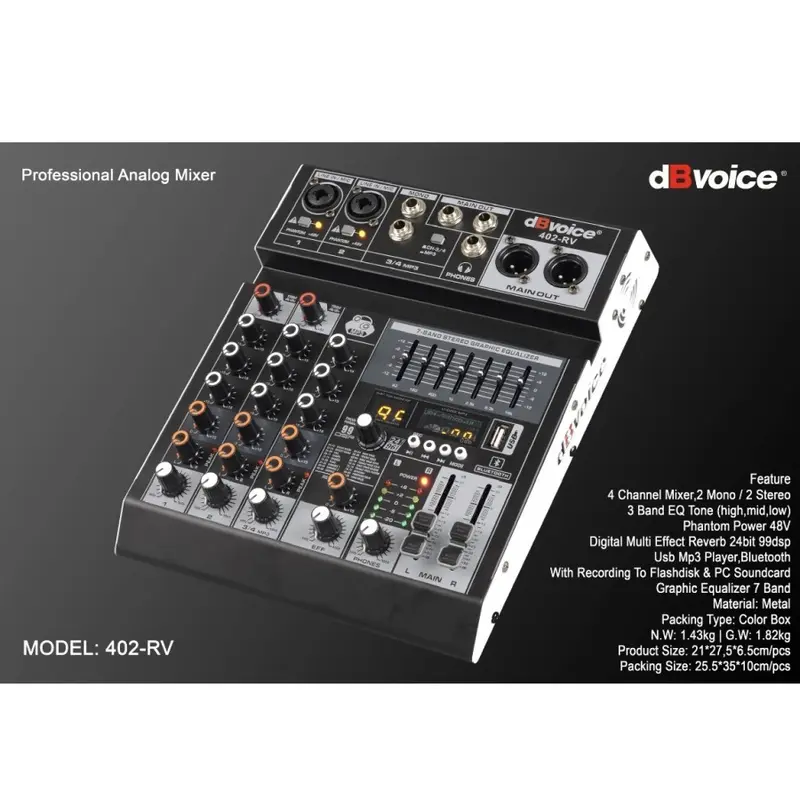 MIXER AUDIO DB VOICE 402RV DBVOICE 402 RV 4 CHANNEL 0