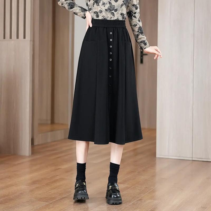 Chân Váy Thu Đông Dài Cạp Chun Bigsize 2 Lớp Chất Liệu Chéo Hàn Cao Cấp Màu Đen Nâu Be Phù Hợp Mọi Dáng Người Thiết Kế Sang Trọng Tiện Dụng Cho Mùa Xuân Hè Thu Đông