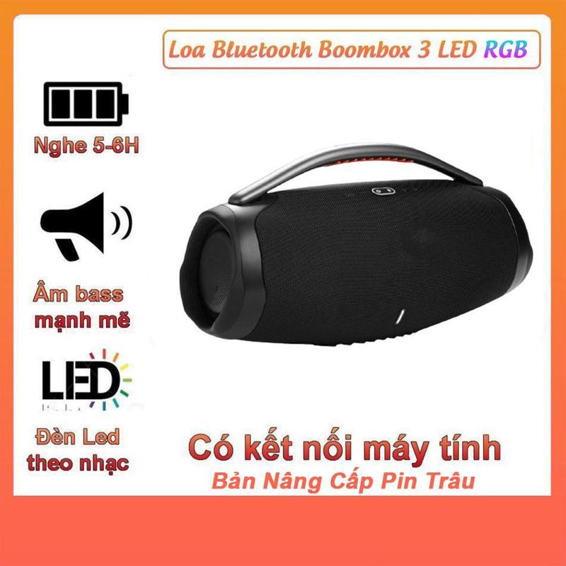 Loa Bluetooth BOOMBOX 3 Cao Cấp (Bản Nâng Cấp) LED RGB 7 Màu, Loa Bluetooth Cộng Hưởng, Công suất 40W, Bass mạnh, Âm thanh to, Phiên bản Bluetooth v5.2, Pin Trâu, Củ Loa Nghe Nhạc, Loa Di Động