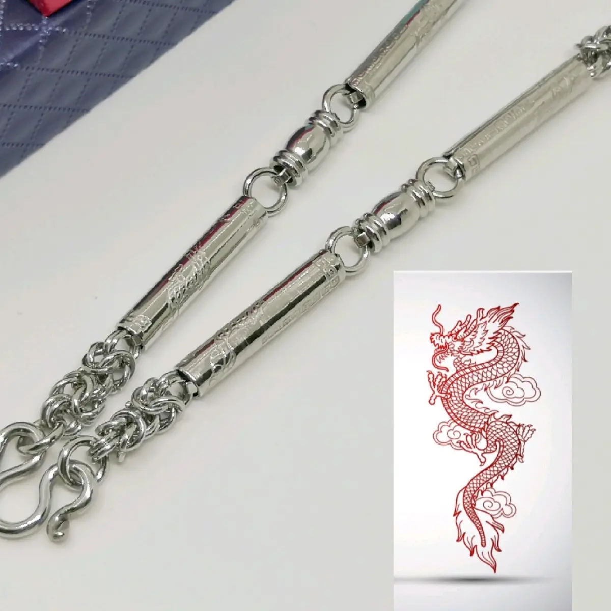[70cm] Dragon Statue Stainless steel amulet pendant necklace