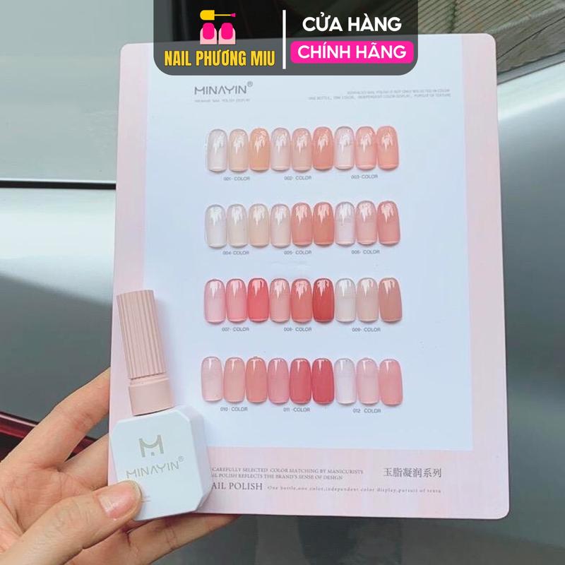 Sơn Thạch Minayin 12 Màu Tông Hồng Nâu Tặng Bảng Màu Chính Hãng Làm Nail, set Sơn Gel Sánh Đặc Mịn Mướt 15ml, Bám Màu Lâu Nữ Sơn Gel Women