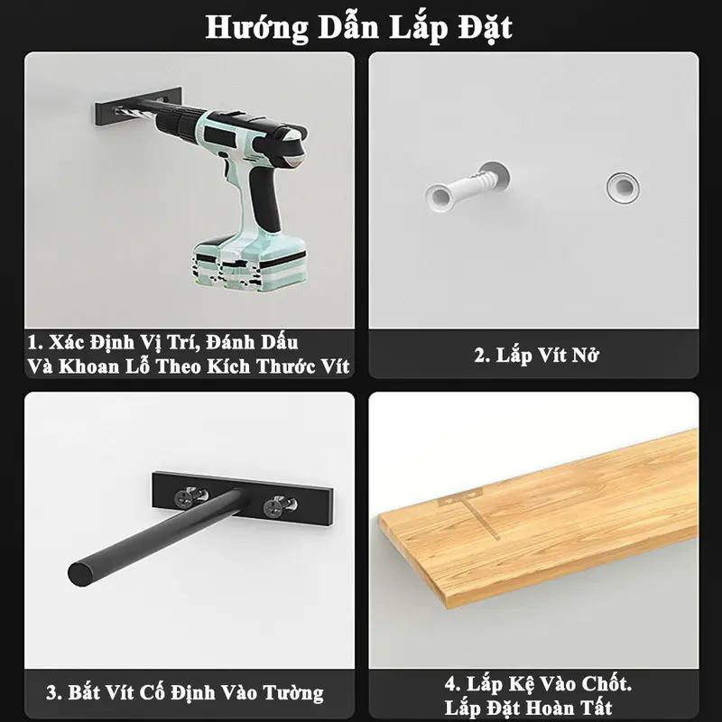 Chốt Âm Kệ Treo Tường Chữ T KUNBE Nhiều Kích Thước Phù Hợp Treo Kệ Tường, Kệ Gỗ Tivi Mà Không Lộ Vít 4