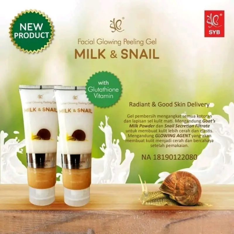 SYB Facial glowing peeling gel Milk & Snail / Snail and Milk / SYB FACIAL GLOWING PEELING GEL With Milk and Snail / Bisa Bayar Ditempat Scrub Exfoliating 0
