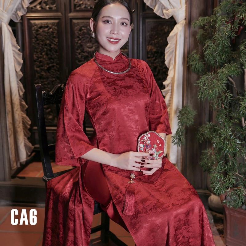 Bộ Áo Dài lụa gấm Châu Lâm Viên CA6 (cách tân dáng suông) 0