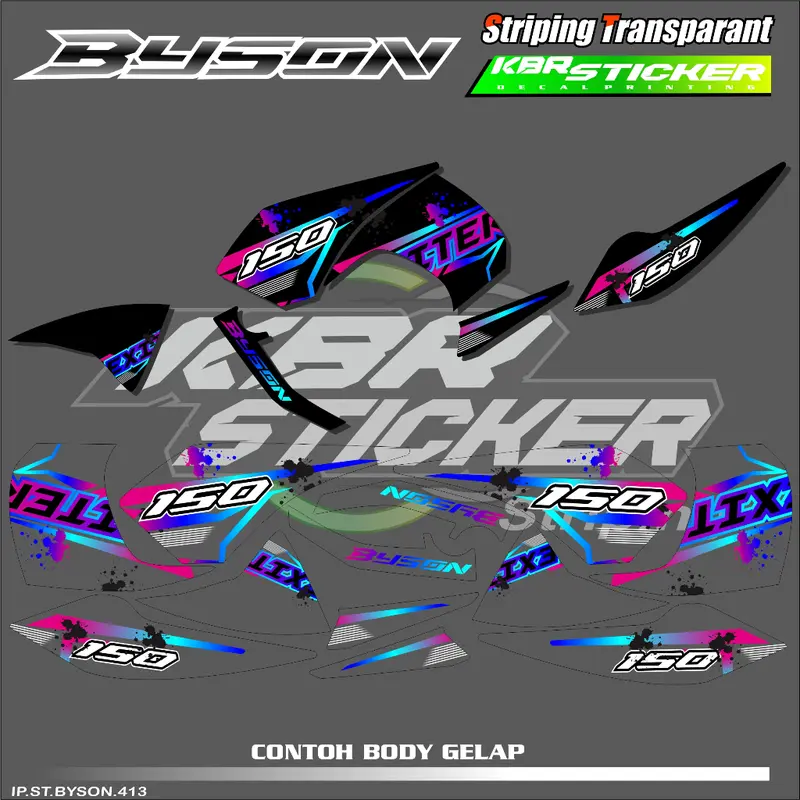BYSON  (COD) STIKER STRIPING MOTOR YAMAHA BYSON - STIKER LIST GRAFIK SIMPLE WARNA VARIASI DESAIN RACING HOLOGRAM DAN TRANSPARAN BISA COD IP.KODE-413 0