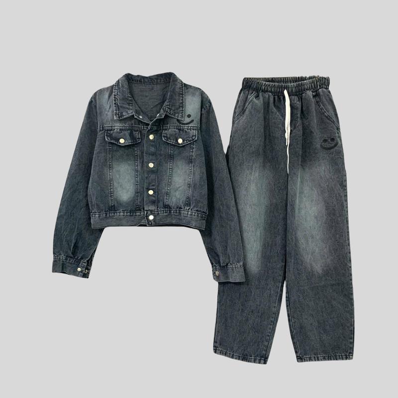 Set Jean B160 Họa Tiết Mặt Cười Dành Cho Nữ Chất Jean Mềm Có 2 Màu 2 Size S & M Women 