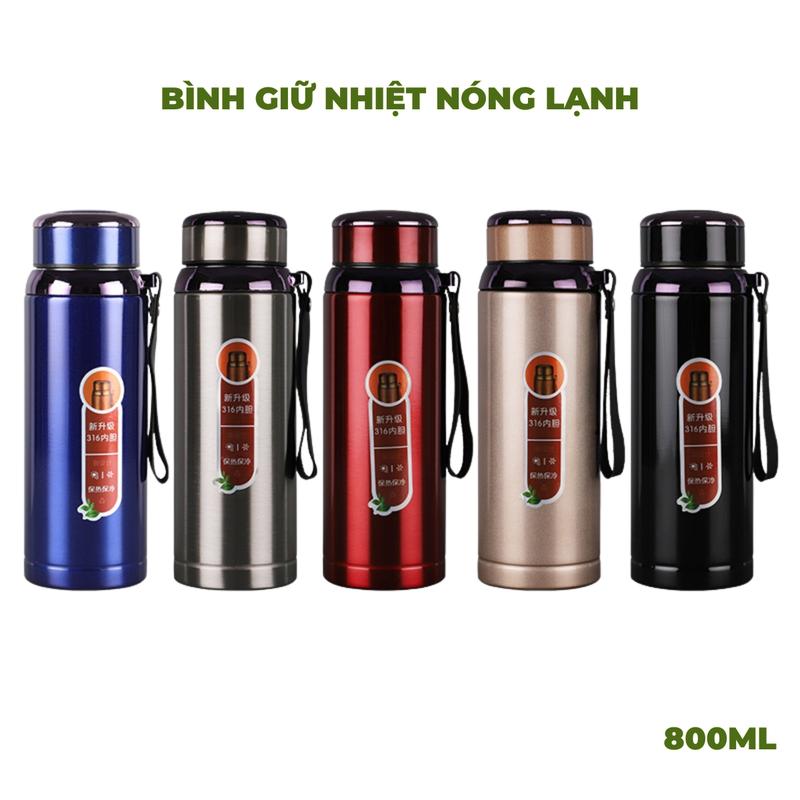  Bình giữ nhiệt nóng lạnh 800ml chất liệu inox 304 cao cấp bình nước - màu ngẫu nhiên 