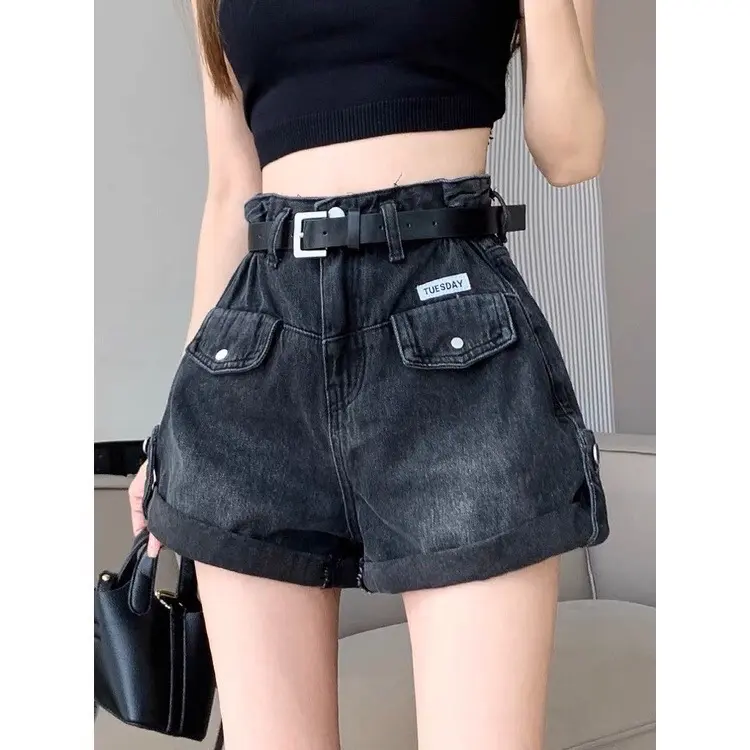 Quần jean gập gấu nắp túi Nữ Women