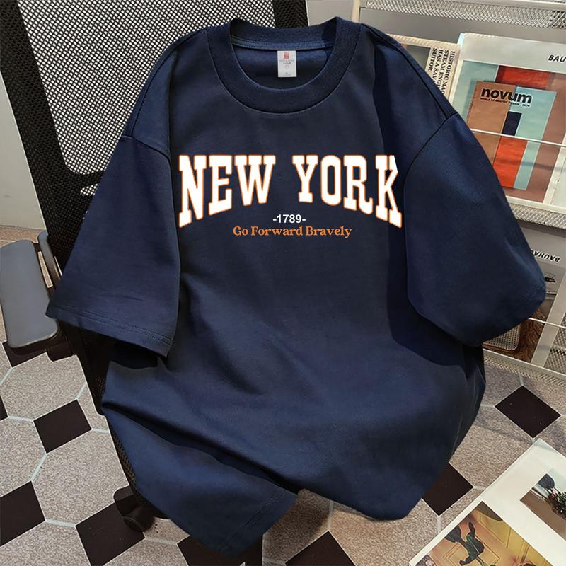  Áo Thun Ngoại Cỡ ngắn tay Thiết Kế Thành Phố New York Chất Liệu 100% Cotton Áo Cổ Thuyền Dành Cho Nam Và Nữ Unisex Hàng Mới Về 