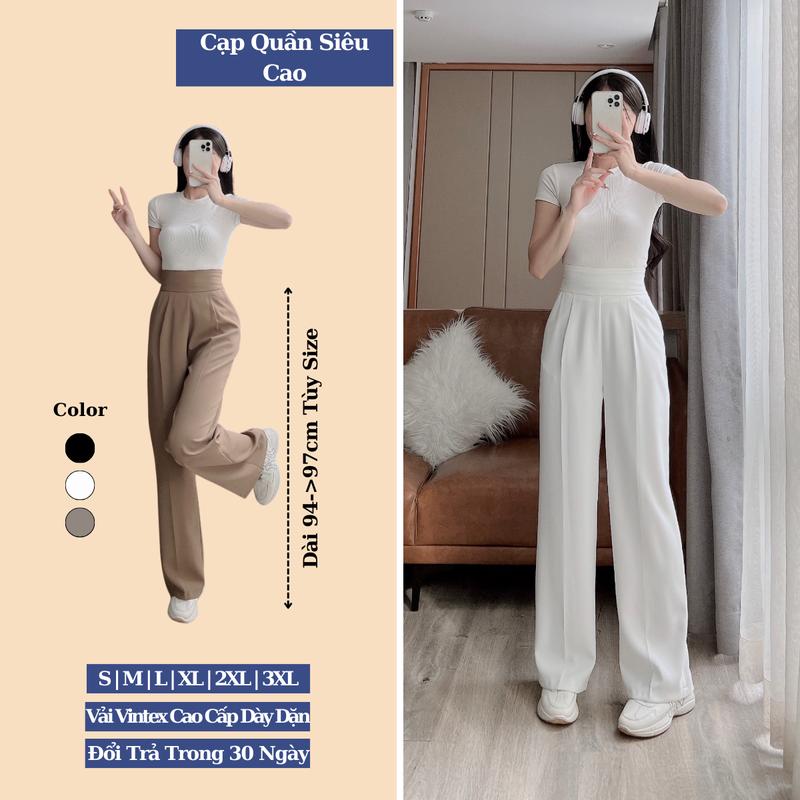 Quần Ống Suông Nữ AMY Quần Tây Nữ Ống Rộng Cạp Cao Trẻ Trung, Thanh Lịch, Năng Động, Siêu Đứng Form Tôn Dáng Chất Vải Không Nhăn, Không Xù Q680 Nữ Women Ong Pants Lưng Cao