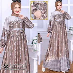 GAMIS NAIRA silk Terbaru Ukuran M-6L Kantong Motif Dress Muslim Lembut Mewah