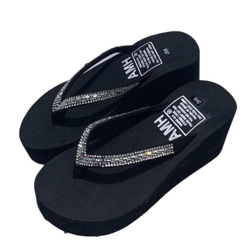 Dép kẹp xốp đế đúc quai vải đính đá bản nhỏ 5cm - 7cm - 9cm - 12cm Đế Bằng