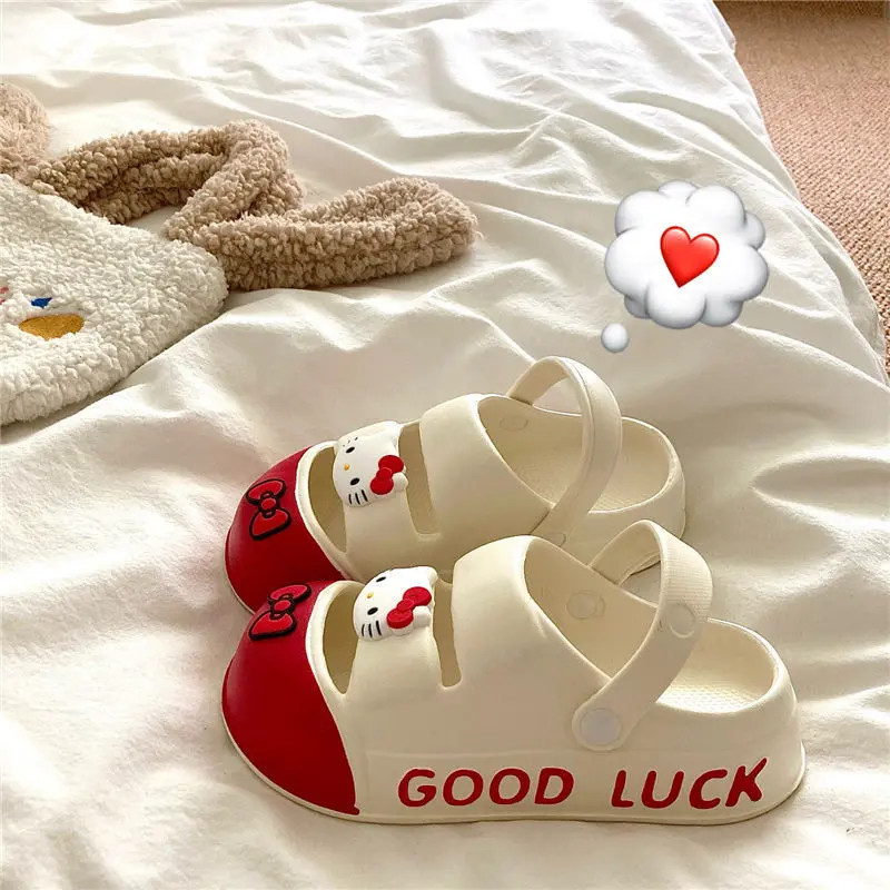 Dép Thoáng Khí Hoạt Hình, Đế Dày, Cho Nữ, Thiết Kế Hello Kitty, Phong Cách Cô Gái Trẻ Dễ Thương, Có Thể Đeo Ngoài Trời, Tăng Chiều Cao, Thoáng Khí, Phổ Biến, Được Đánh Giá 93%, Hàng Mới Về, Thích Hợp Cho Mùa Hè