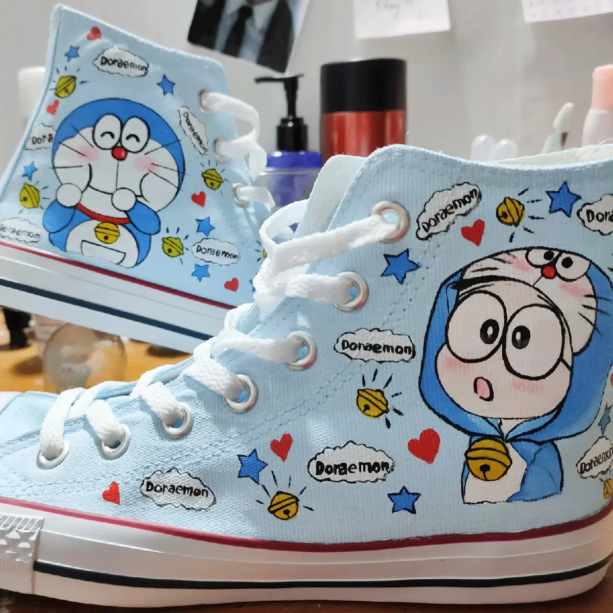 Giày vẽ tay Mon -Nô Sneaker Đế Bằng