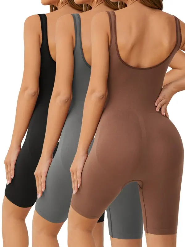 Women's Solid Backless Scoop Neck Maternity Romper, Pregnancy Bodysuit for All Seasons, Tummy Tuck Garment, Prenatal Maternity Clothes for Pregnant Women 1