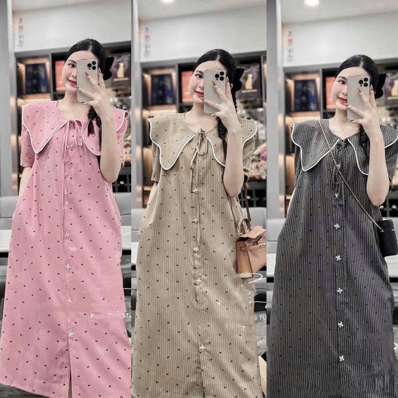 [Hàng mới về] Đầm sơ mi đầm suông đầm bầu họa tiết nơ nhí cổ sen thắt nơ cách điệu xinh xắn đi làm đi chơi xinh xắn dễ thương trẻ trung thanh lịch 0