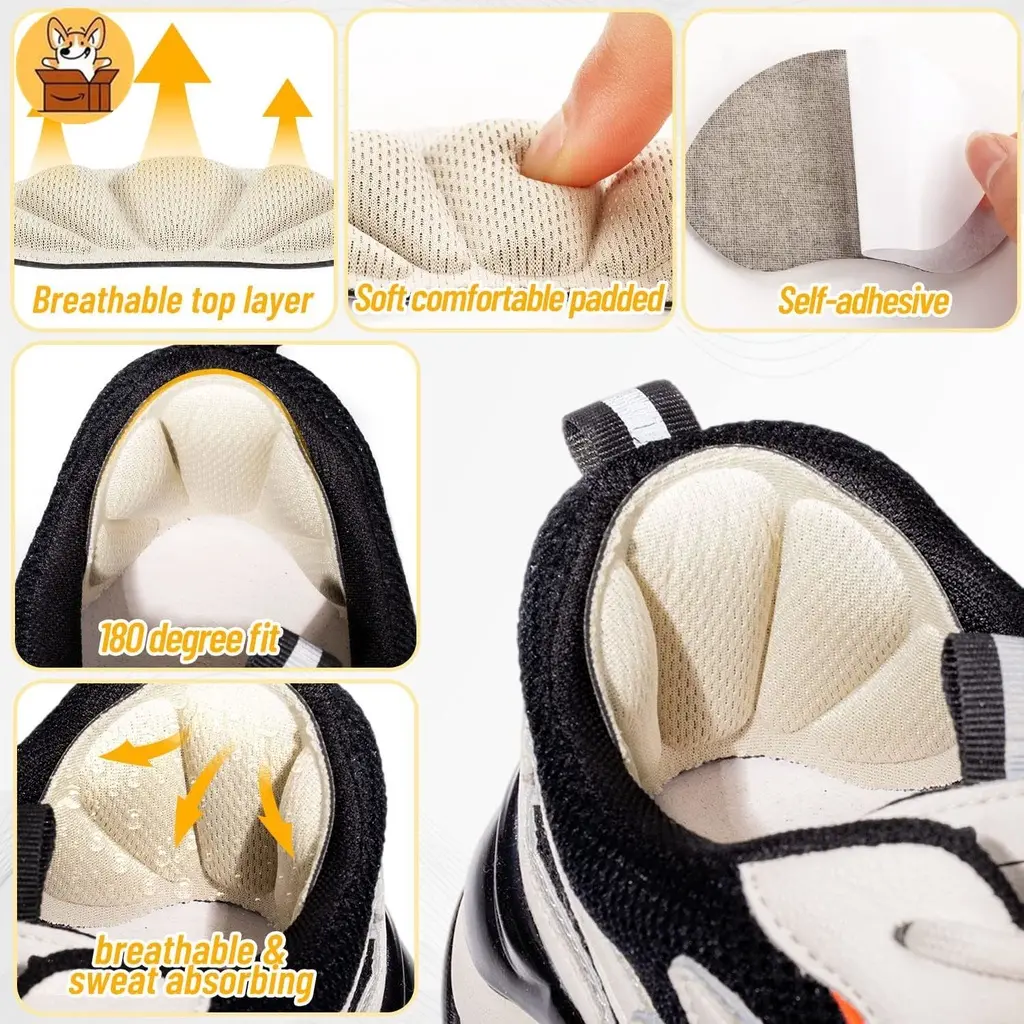 Đệm Lót Gót Lưới Tự Dính 2 Chiếc, Chèn Thoải Mái Cho Gót Sau, Ngăn Ngừa Giày Quá To Cho Cả Nam Và Nữ, Am-az