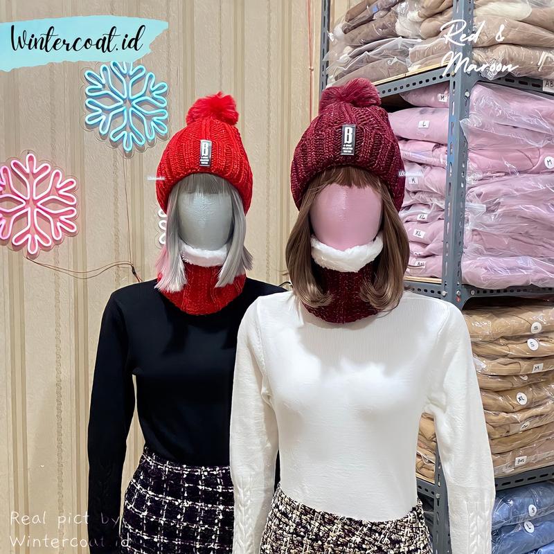 Beanie hat dan Neck warmer 1 set Bianca wanita anak cewek topi winter kupluk hangat tebal musim dingin 4