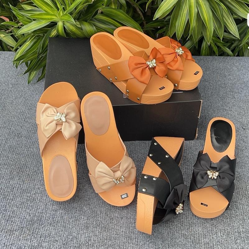 FORM NHỎ TĂNG SIZE GUỐC NỮ QUAI NGANG GẮN BƯ.ỚM,DÉP ĐẾ XUỒNG 7P FORM NHỎ DéP Shoes GiàY Nhung