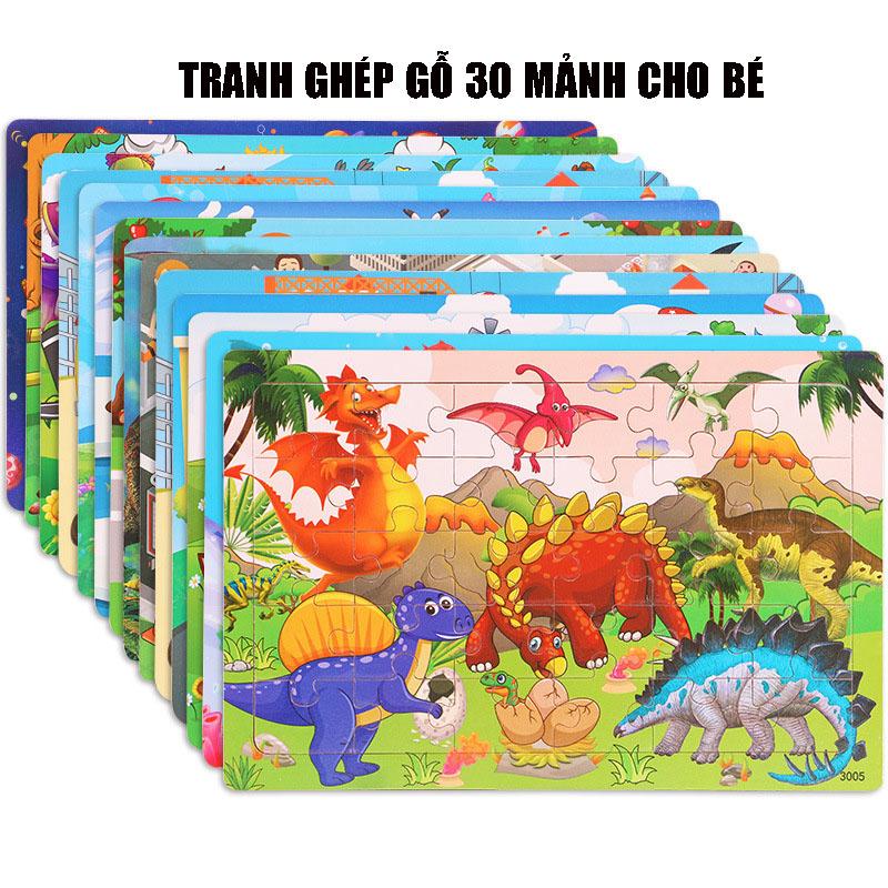 Tranh xếp hình cho bé, 30 mảnh ghép bằng gỗ. Đồ chơi trí tuệ cho bé từ 3 tuổi