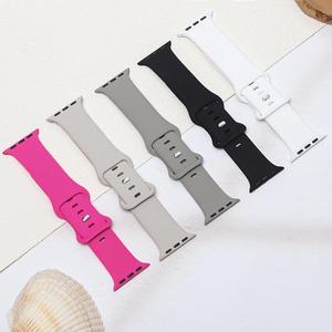 Correa de reloj de silicona (solo banda), 5 cuentas de correa de reloj de repuesto ajustable para iWatch Series 9 8 7 6 5 4 3 2 1 SE Ultra