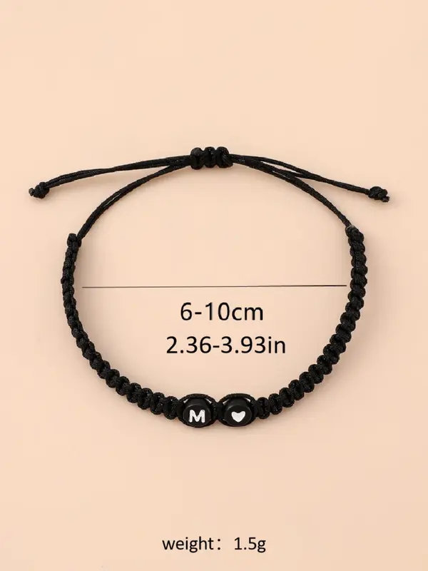 Unisex Minimalist Beaded Decor Braided Bracelet, Fashionable Letter Design Beaded Bracelet, Trendy All-match & Exquisite Jewelry for Birthday Gift 1