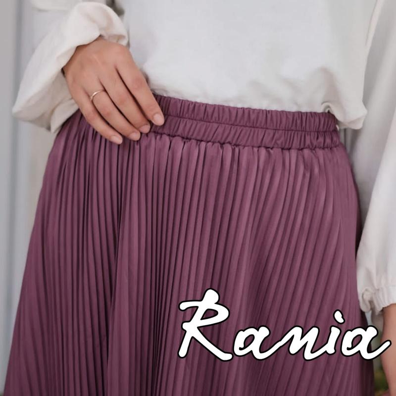 RANIA Rok Plisket Jumbo Lingkar Pinggang LP 80 - 150 cm Pj 105 - 109 cm cukup TB 170 - 175 cm Bahan Melar Adem Nggak Newarang Karet Muslim Rok Panjang Wanita Dewasa 3