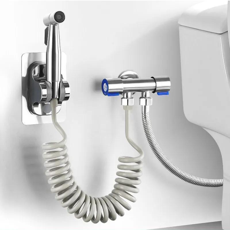 Handheld Bidet Sprayer & 1.5m Hose Set, 1 Set Shower Toilet Bidet Faucet Sprayer with Self-Cleaning Nozzle, Uncharged Power Mode, without Bracket 1