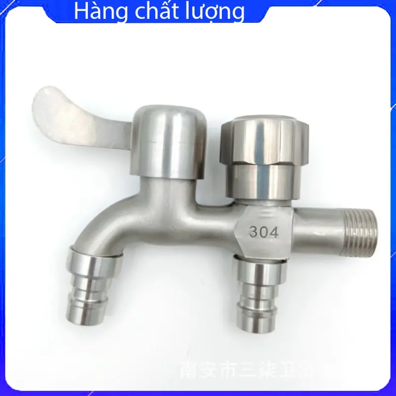Đầu vòi nước inox 2 đầu ra - Vòi Xả Nước Đôi 2 Đầu Ra  Cấp Nước Máy Giặt Inox 304 Cao Cấp 5