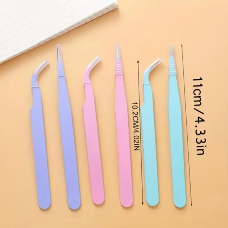 Random Color Straight & Curved Pointed Tweezers, 2 Counts/set Diamond Arts Colorful Painting Tool, DIY Needlework Tool 1