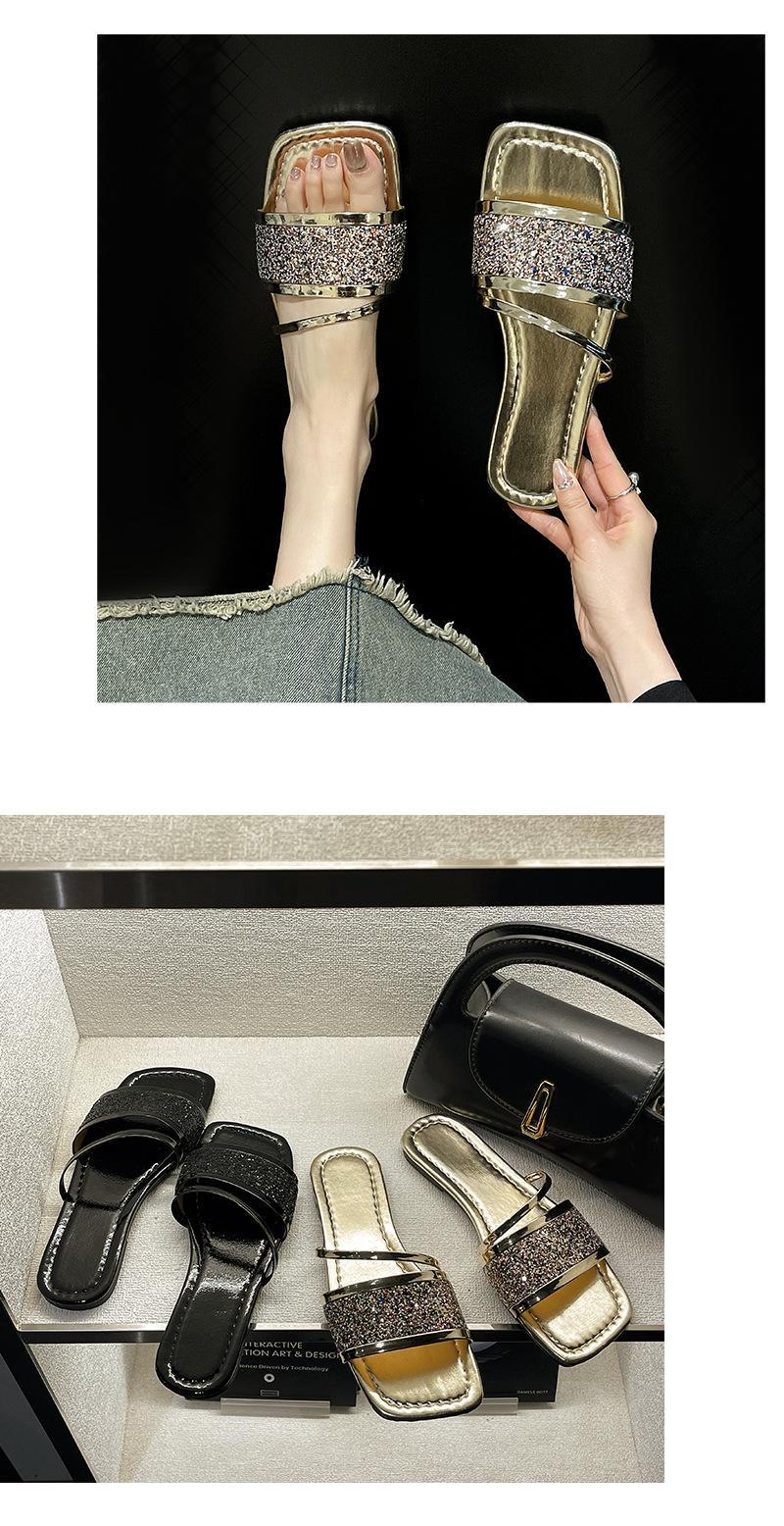 Product Introduction of Office slippers women's new transparent rhinestone soft-soled flip-flops 5
