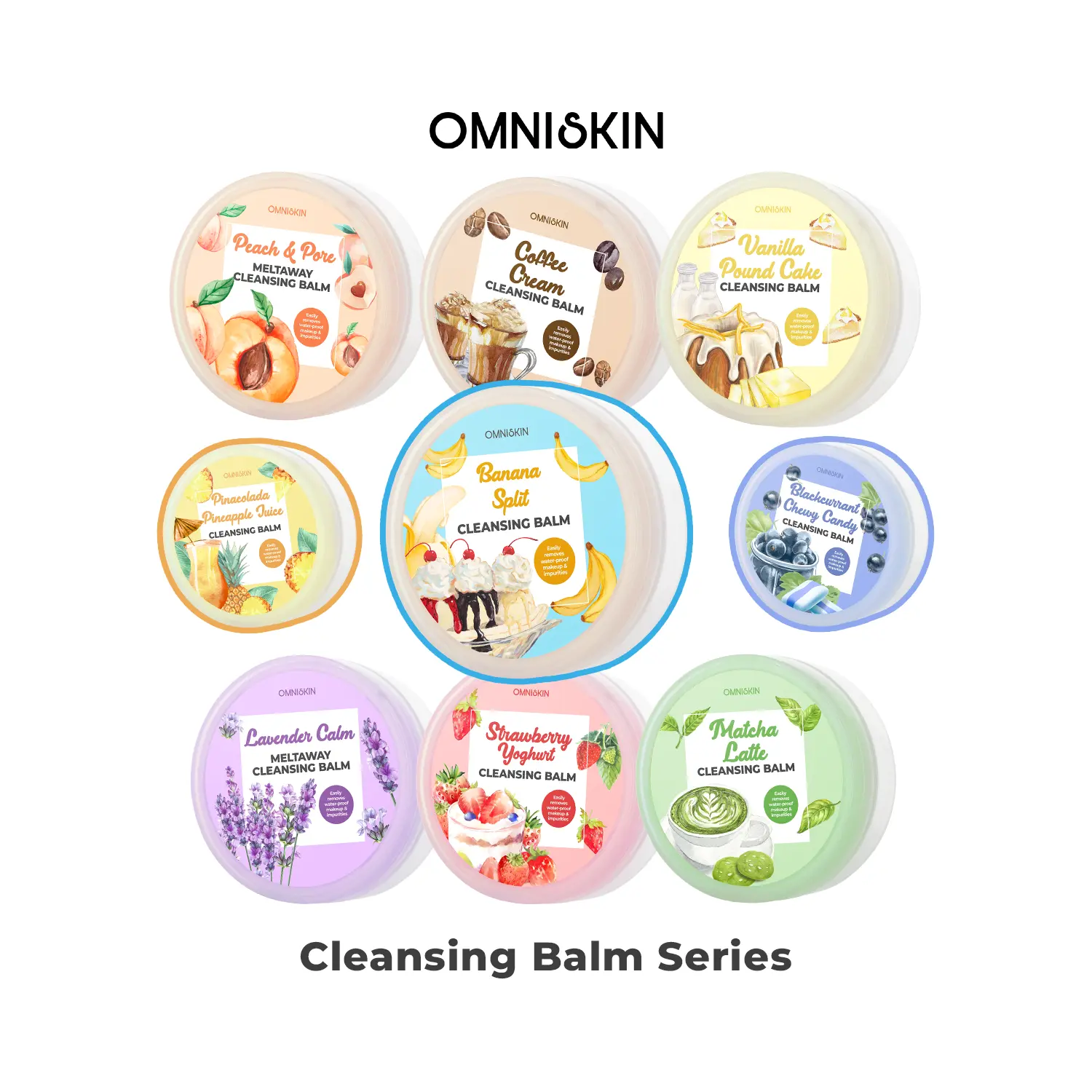 OMNISKIN - Mini Size Cleansing Balm Series 20gr - All Varian - Peach and Pore - Lavender Calm Pembersih Make Up