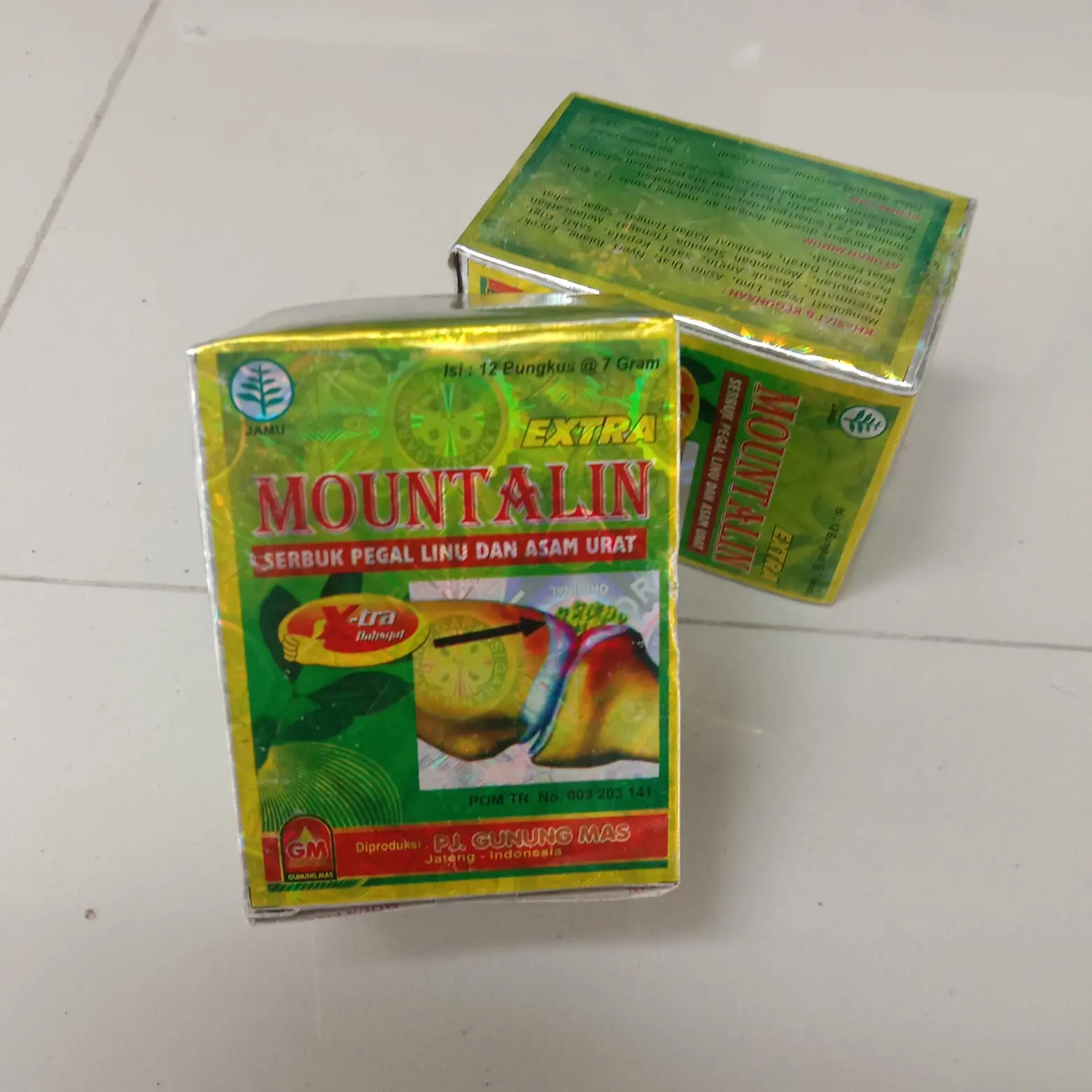 Mountalin serbuk jamu asam urat kotak, montalin