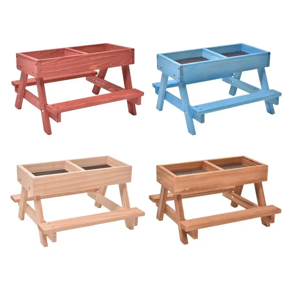 DIY Wooden Chicken Feeder Easy to Assemble Chipmunk Feeder Feeding Container Picnic Table No Waste for Garden Outdoor Farm