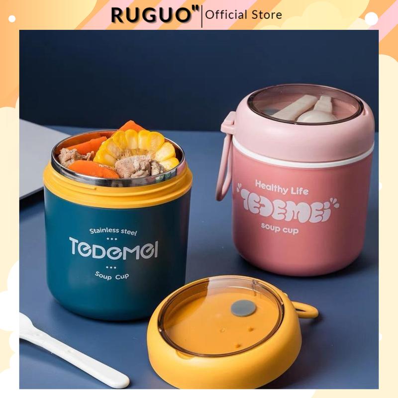 Cốc đựng canh, đựng cháo inox 304 TEDEMEI giữ nhiệt cực lâu tặng kèm muỗng