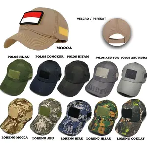 Topi Tactical Velcro Outdoor Baseball Polos Loreng - Produk Buatan Indonesia