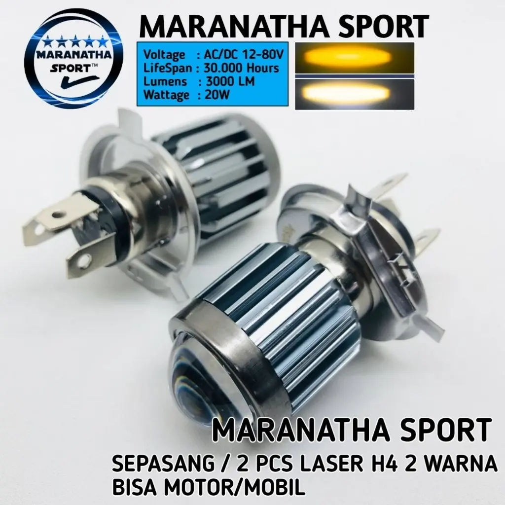 2pcs Lampu Headlamp LED H4 12-24volt mobil truk Fuso dll High Low Waterproof Putih Kuning