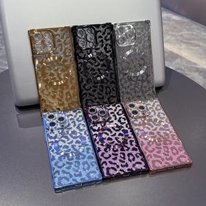 เคสโทรศัพท์, มุมขวาโปร่งใส, กันกระแทก, แม่เหล็ก, 6D, ชุบด้วยไฟฟ้า, พิมพ์ลายเสือดาว + กระดาษกลิตเตอร์ไล่โทนสี, เข้ากันได้กับ iPhone 14 Pro Max, เรียบง่าย, 13 Pro Max, ทนทาน, 16 Pro Max, เคสป้องกันใหม่, 15 Pro Max, ความรู้สึกระดับไฮเอนด์ที่สร้างสรรค์