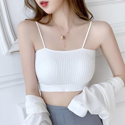 Áo Ngực Áo Yếm, Kiểu Trễ Vai Mùa Hè, Gợi Cảm Và Hở Lưng, Không Dây, Thích Hợp Cho Bé Gái Và Học Sinh, Áo Ống Lớp Ngoài, Áo Vest Nữ Áo lót nữ, Áo ngực bra gân tăm không gọng nâng ngực siêu đẹp Top Women Umi Denim 0