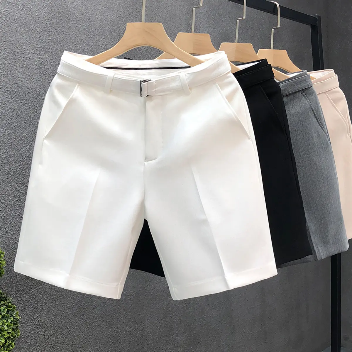 High-End Light Business Suit Shorts Men's White Slim Straight Shorts Men's Summer Thin Casual Shorts