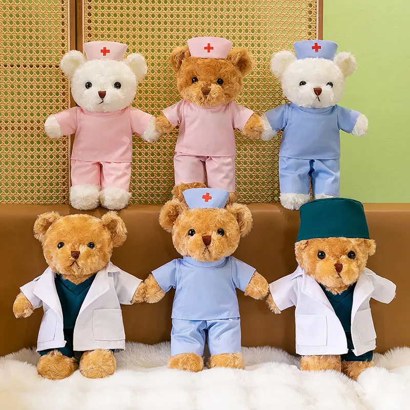 Cute Teddy Bear Nurse Toy with Custom Logo Printing Teddy Bear in Nurse Uniform – Perfect Gift for Medical Professionals wanderer  doll