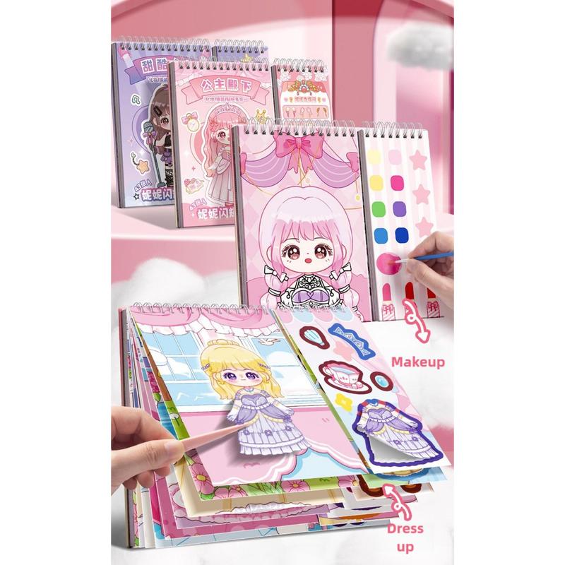 Product Introduction of Creative Multicolor Dress Up Scene Stickers Stress Relief Papper Clothes Coloring Book Makeup Decals Clothes Coloring Makeup Dressing Stickers for Kids Adult 17