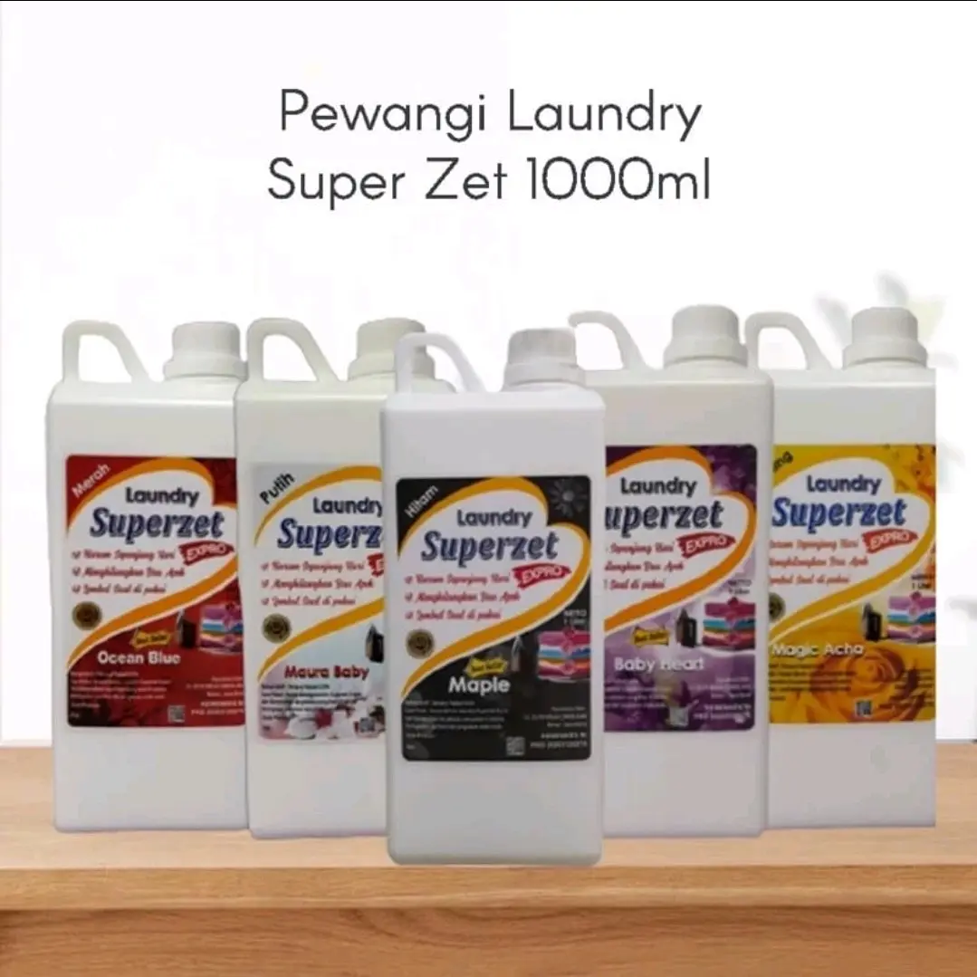PEWANGI LAUNDRY SUPER ZET Pengharum Pakaian 1 liter| Pengharum Setrika 1L | Pelicin Dan Pengharum Baju | Biru Kuning Putih Jamur Merah