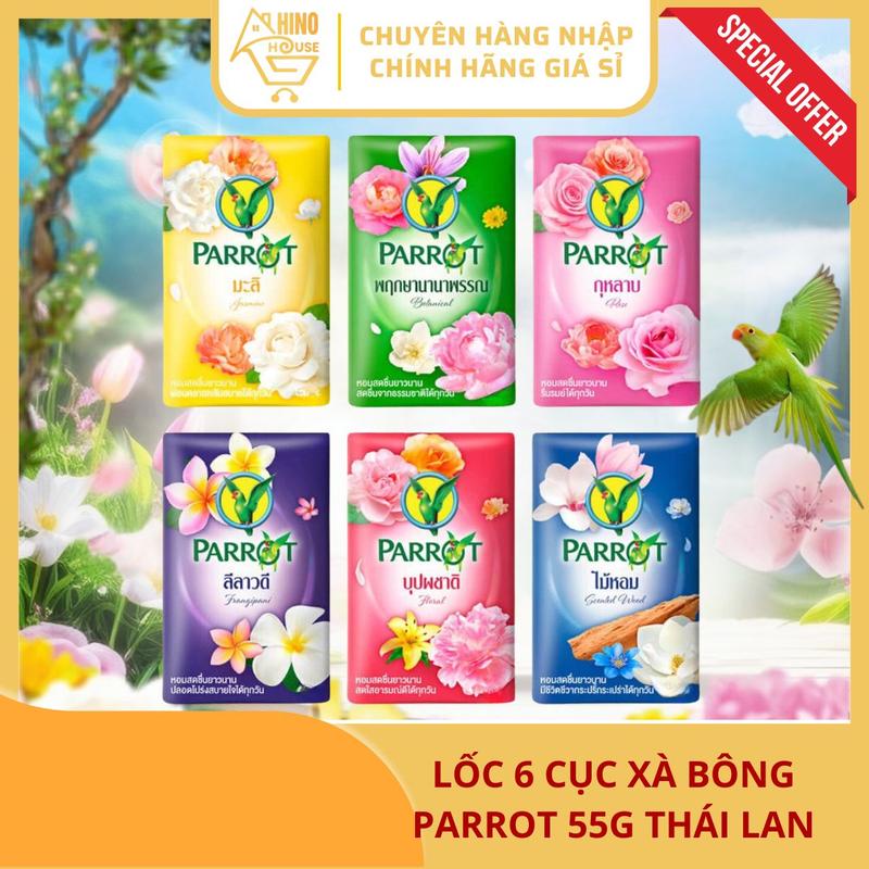 Lốc 6 Cục Xà Bông Con Vẹt Parrot 55g Thái Lan Chiết Xuất Từ Thiên Nhiên - Hinohouse