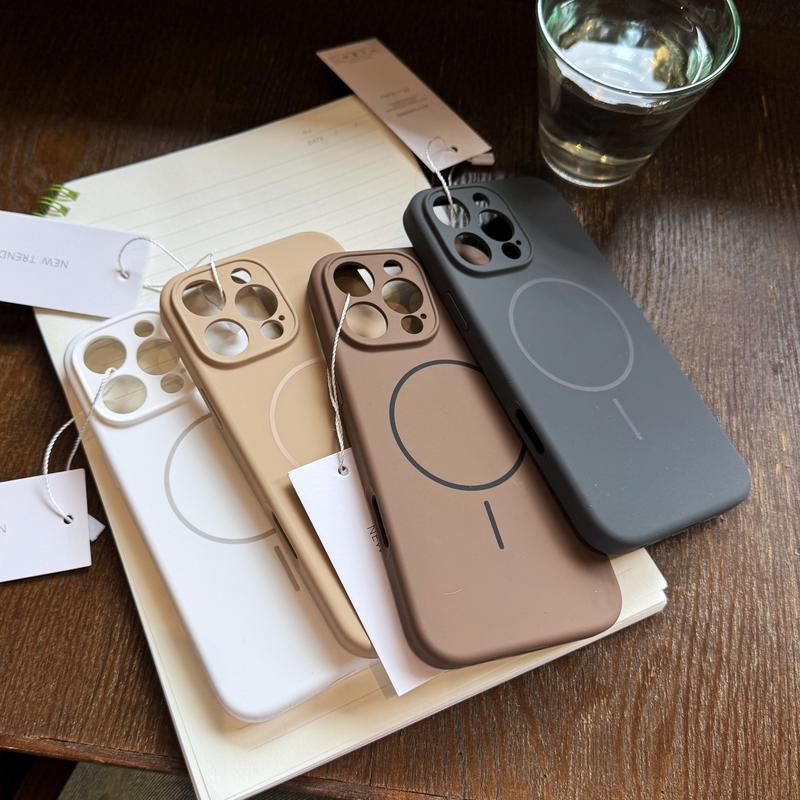 Ốp Lưng Bảo Vệ Chống Sốc TPU Mềm, Dành Cho iPhone 12 13 14 15 16 17 Air Pro Max Plus, Chất Liệu Silicon Lỏng, Có Dây Đeo, Ốp Điện Thoại Sạc Không Dây Từ Tính Magsafe