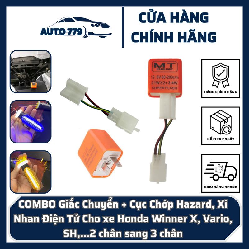 COMBO Cục Chớp Giắc Chuyển Xi Nhan Điện Tử Cho xe Honda Winner X, Vario, SH,...2 chân sang 3 chân