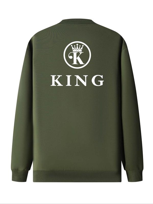 Men's Letter Print Zip Up Baseball Collar Jacket, Regular Fit Casual Long Sleeve Pocket Outerwear for Daily Wear, Fashion Men's Clothes for All Seasons 7