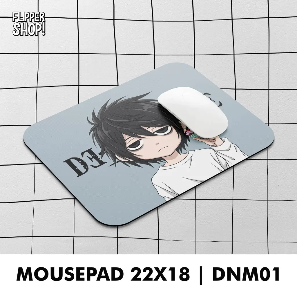 Mousepad Motif Death Note L/Kira/Light/Misa/Ryuk/Near Anime Mouse Pad Premium Anti Slip Ukuran 18x22